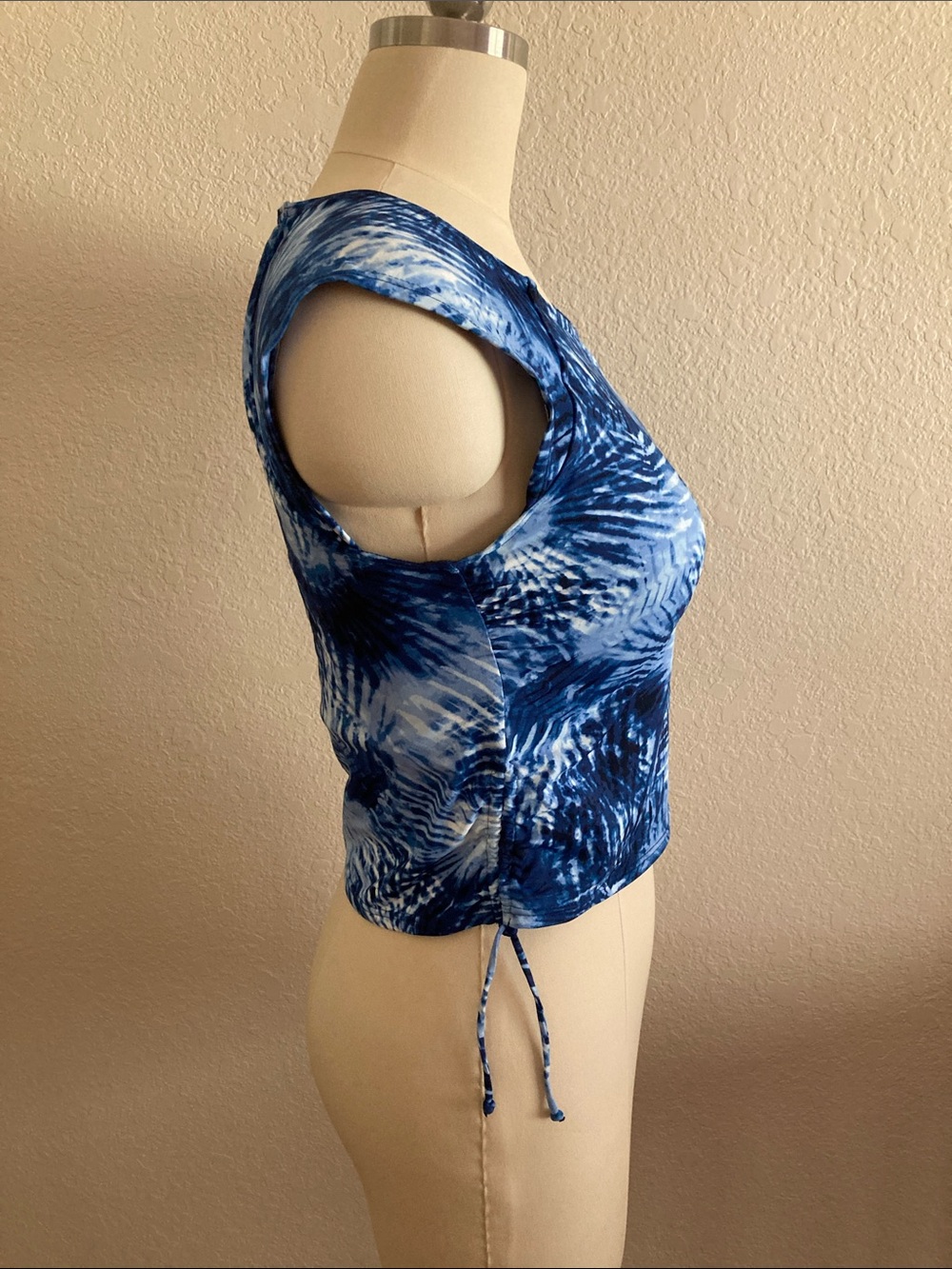 Lands' End Blue Tie-Dye Swim Bikini Top
